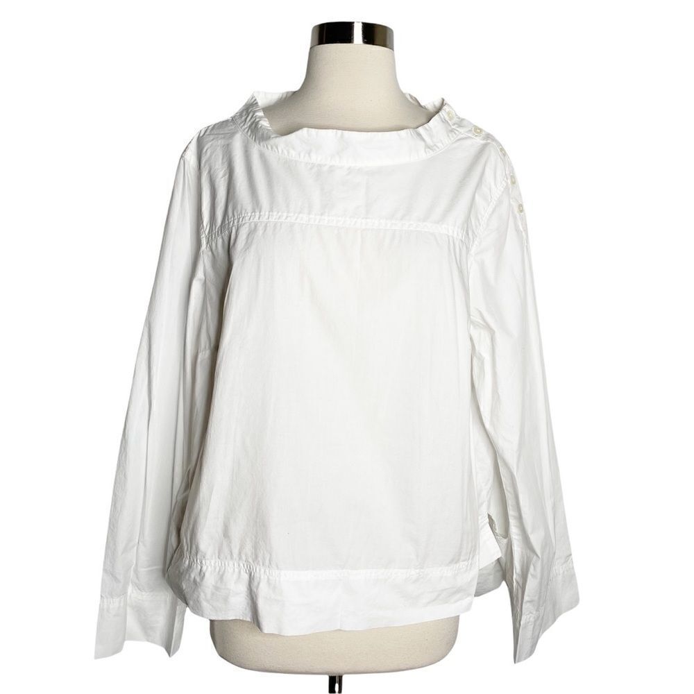 J. Crew Factory Womens White Pullover Top Size 14 Long Sleeve